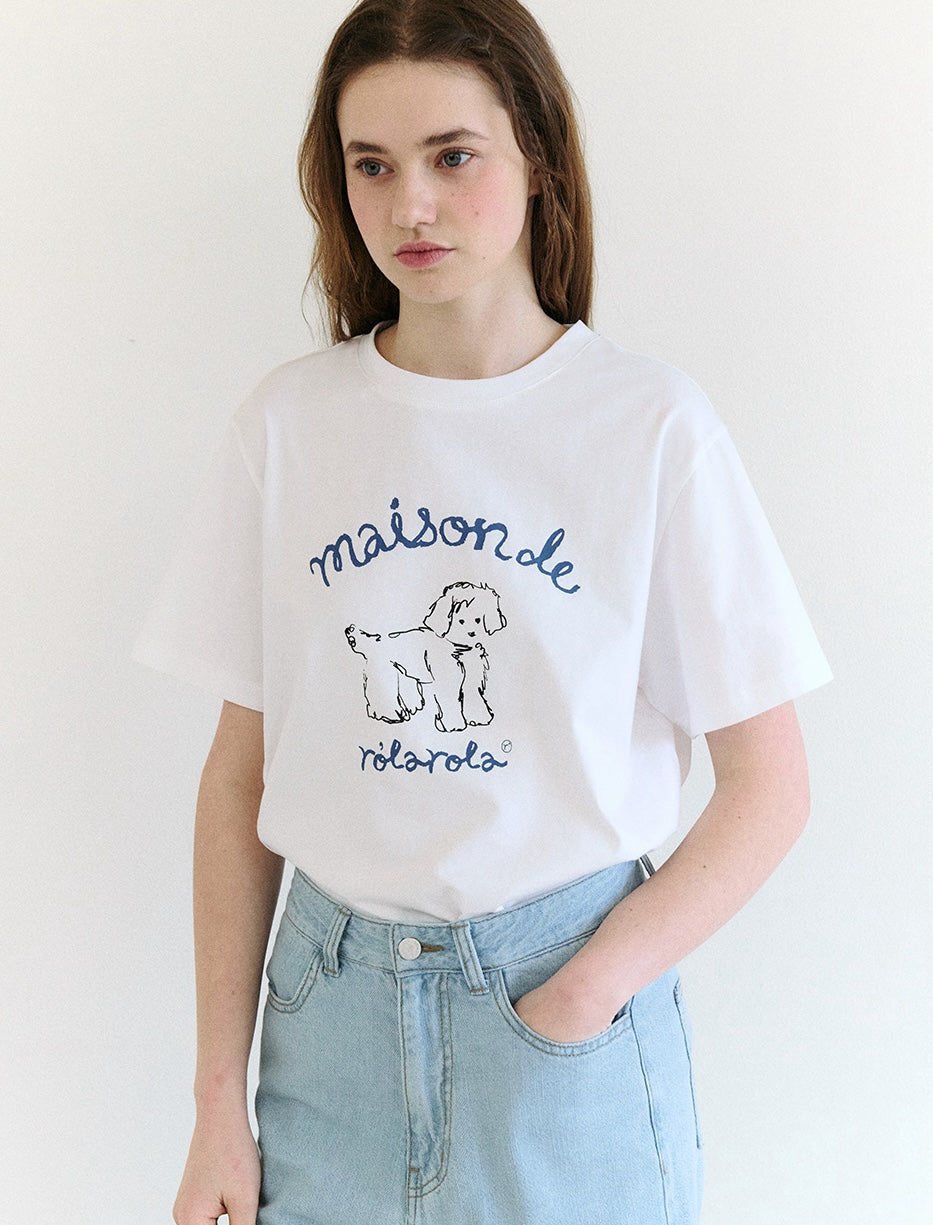 Maison Rola Puppy Friends T-Shirt White
