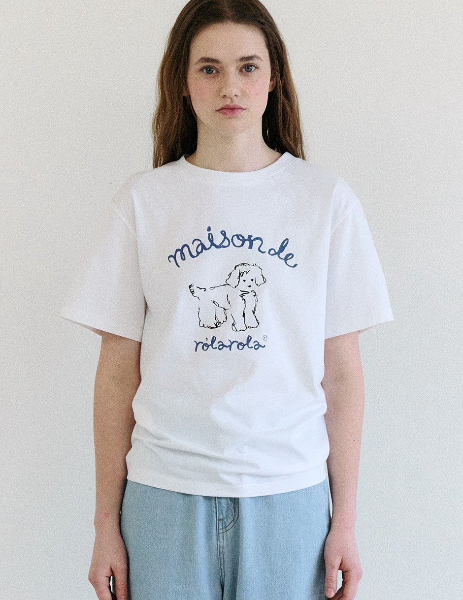 Maison Rola Puppy Friends T-Shirt White