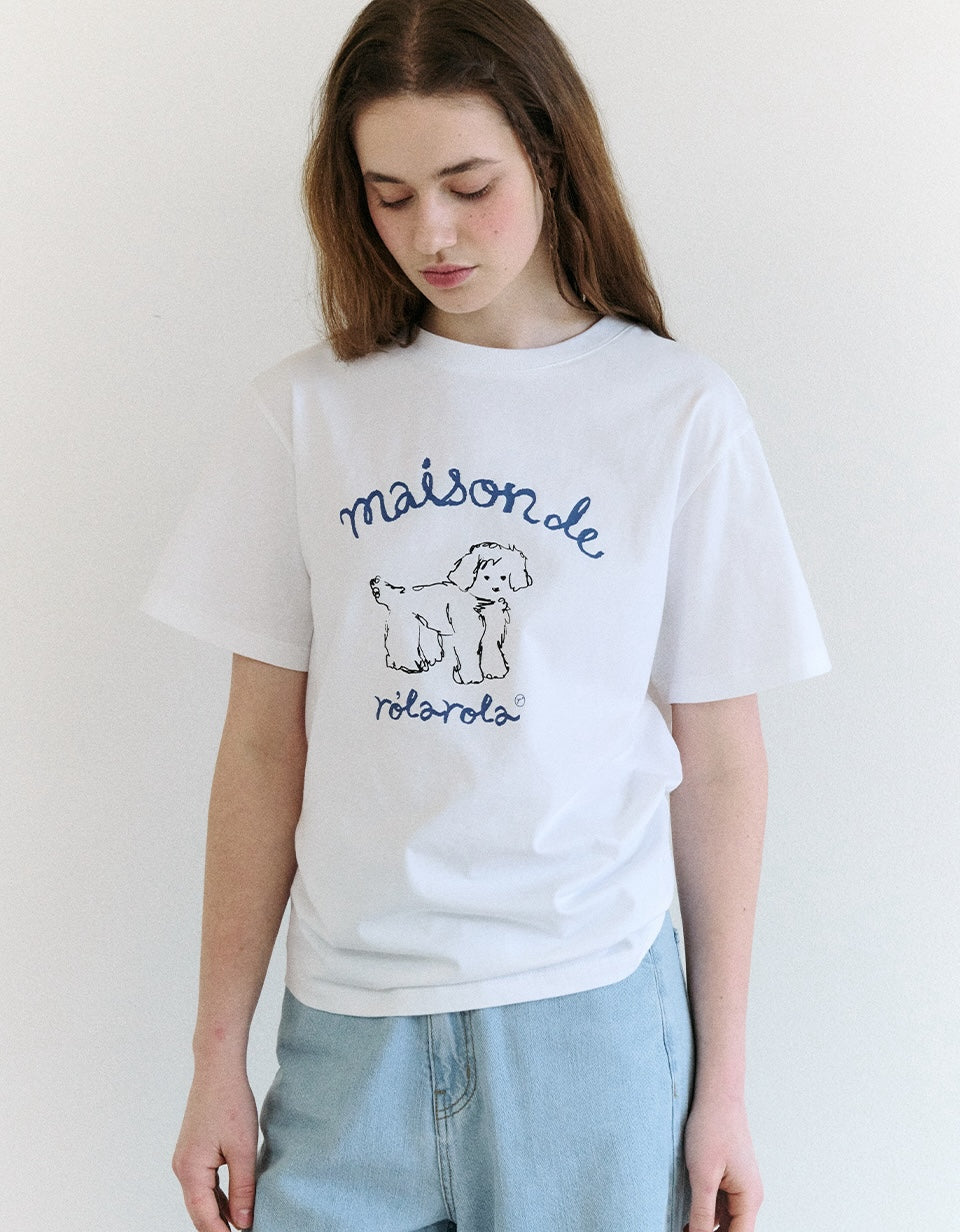 Maison Rola Puppy Friends T-Shirt White