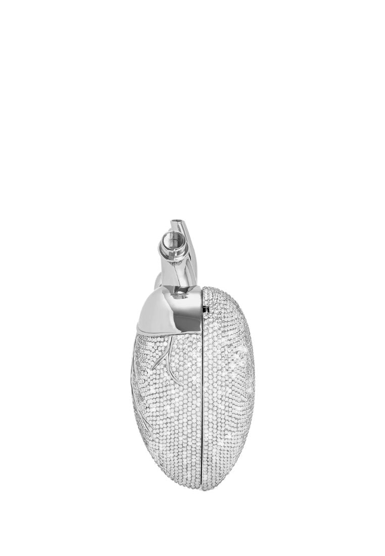 Maren Artificial Crystal Heart Shaped Bag - Silver