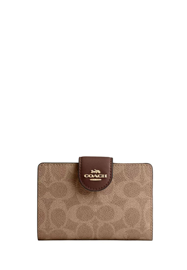 Medium Corner Zip Wallet In Signature Canvas Gold Tan Brown