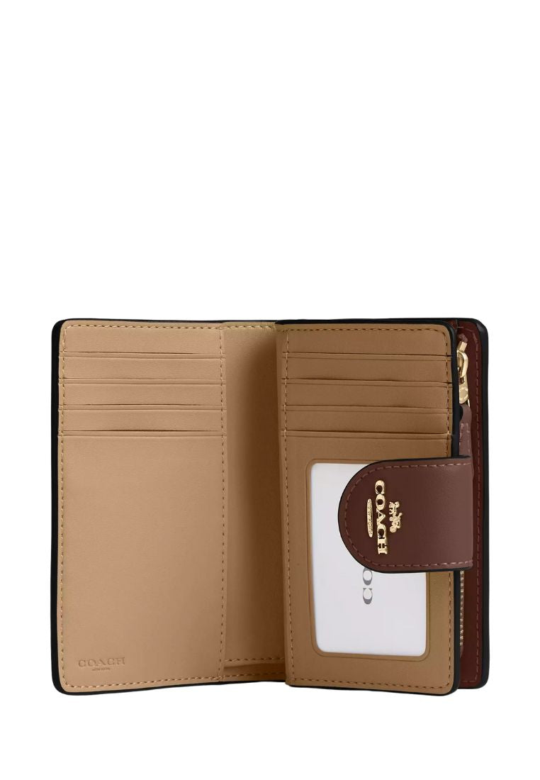 Medium Corner Zip Wallet In Signature Canvas Gold Tan Brown