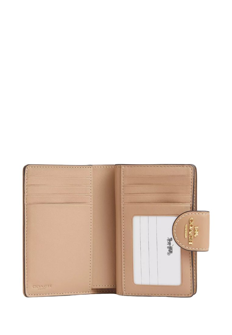 Medium Corner Zip Wallet With Signature Canvas Dark Natural Multi