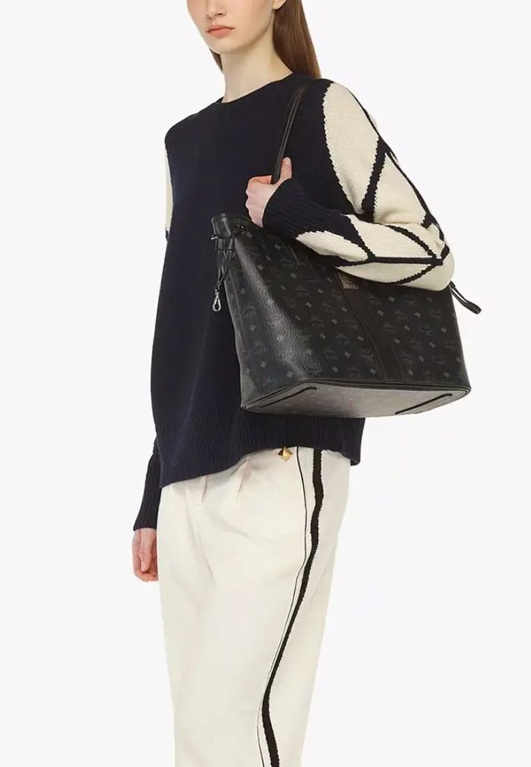 Medium Reversible Cubic Liz Visetos Shopper Bag Black