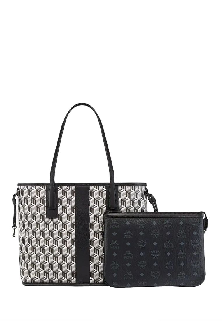 Medium Reversible Cubic Liz Visetos Shopper Bag Black