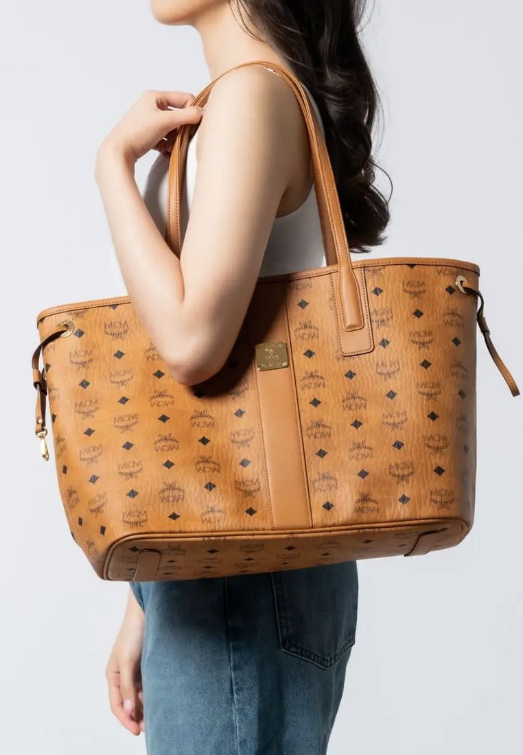 Medium Reversible Liz Tote Bag Visetos Cognac