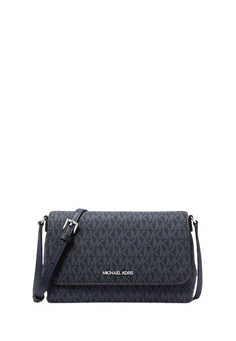 Medium Signature Logo Convertible Crossbody Bag Navy