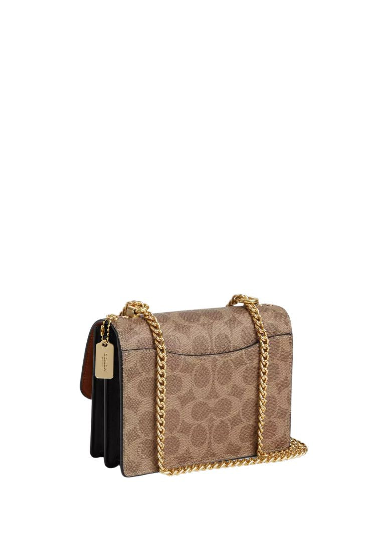 Mini Klare Crossbody Bag In Signature Canvas Gold Tan Black
