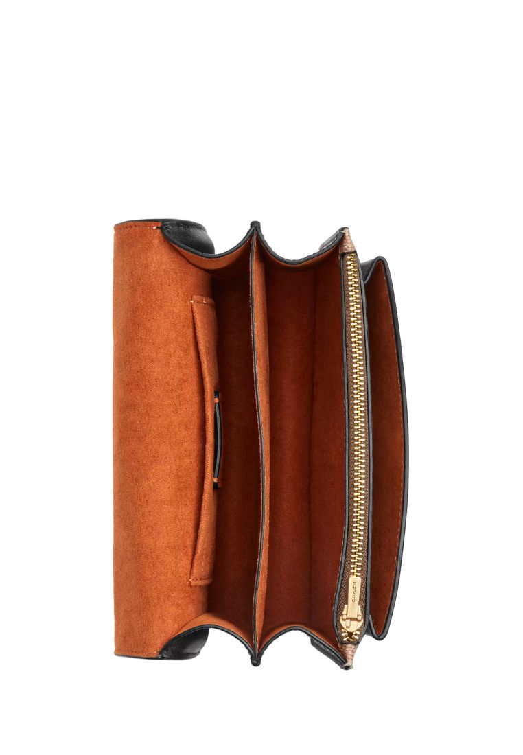 Mini Klare Crossbody Bag In Signature Canvas Gold Tan Black