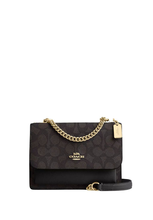 Mini Klare Crossbody Bag In Signature Canvas Gold Walnut Black