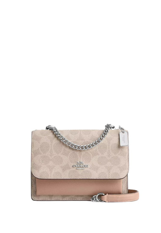 Mini Klare Crossbody Bag In Signature Canvas Silver Sand Taupe