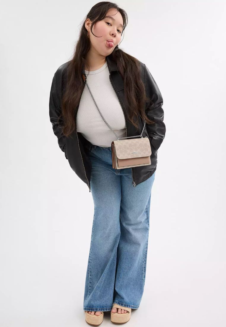 Mini Klare Crossbody Bag In Signature Canvas Silver Sand Taupe