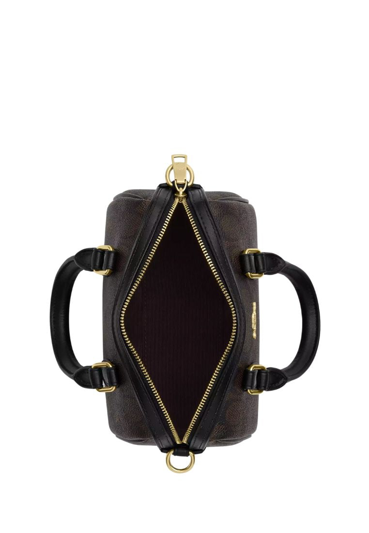 Mini Rowan Crossbody Bag In Signature Canvas Gold Walnut Black