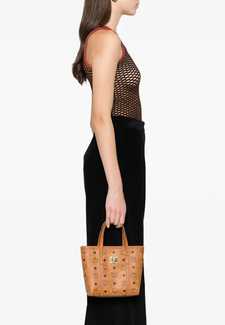 Monogram Logo-Print Tote Bag Visetos Cognac