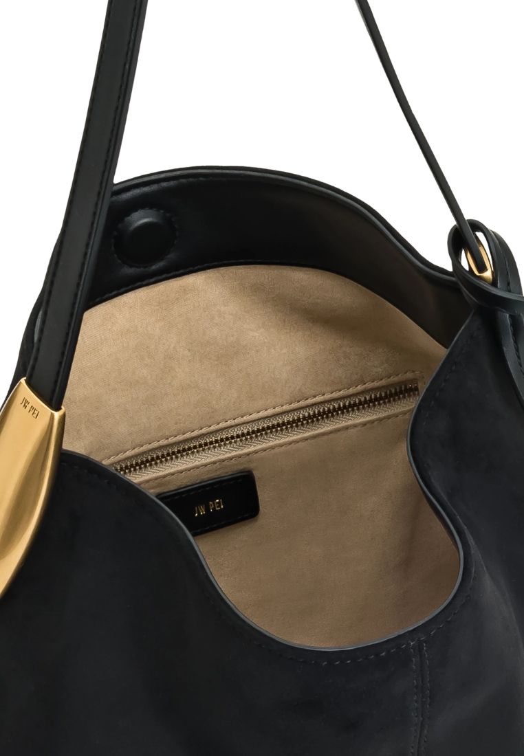 Nina Metal Charm Hobo Bag - Black