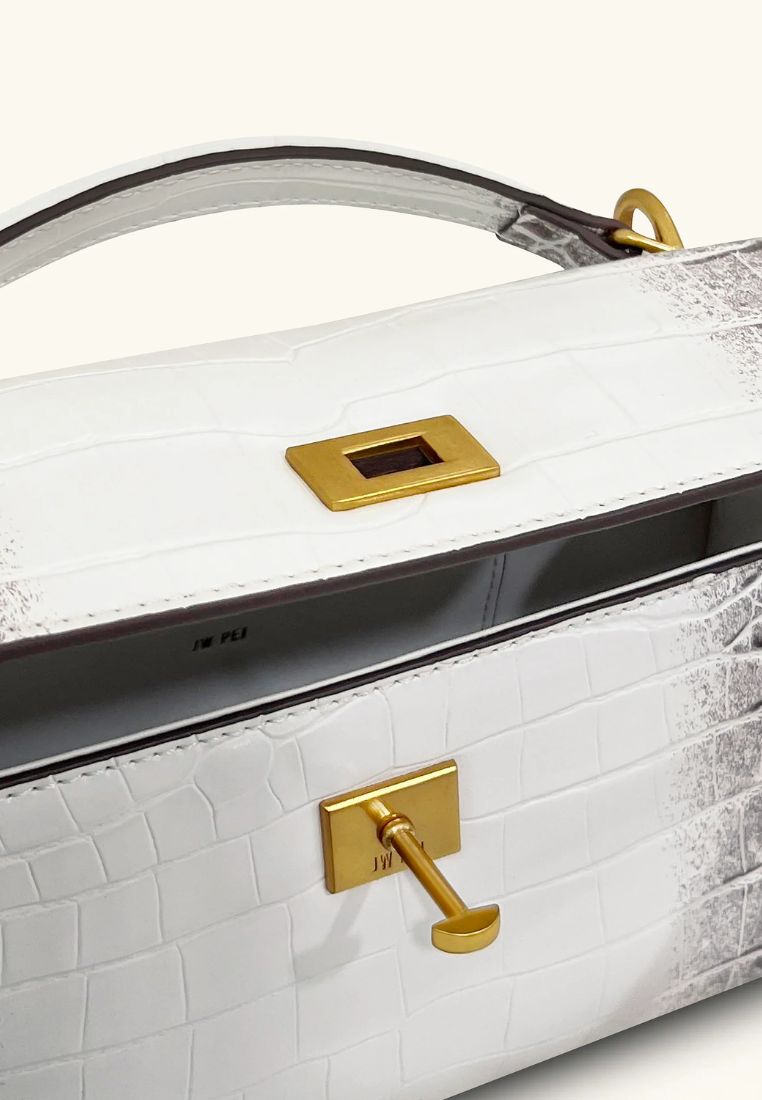 Noor Top Handle Bag - White Croc