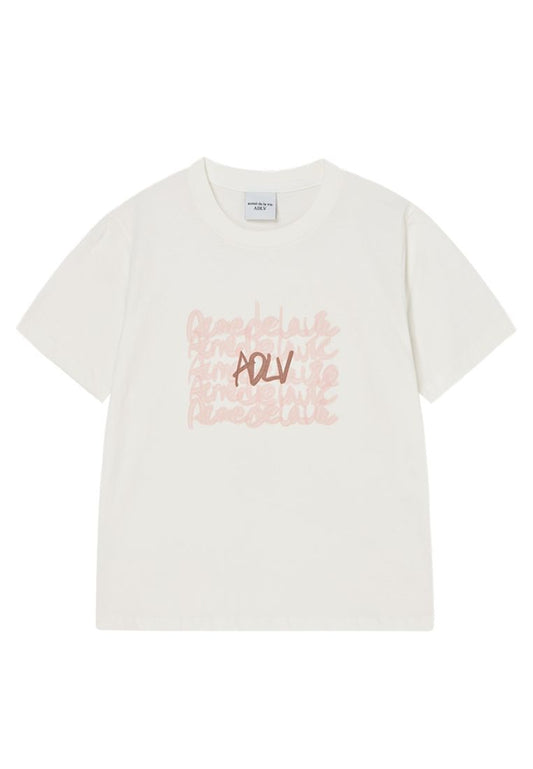 Oil Painting Graphic Woman Short Sleeve T-Shirt Cream