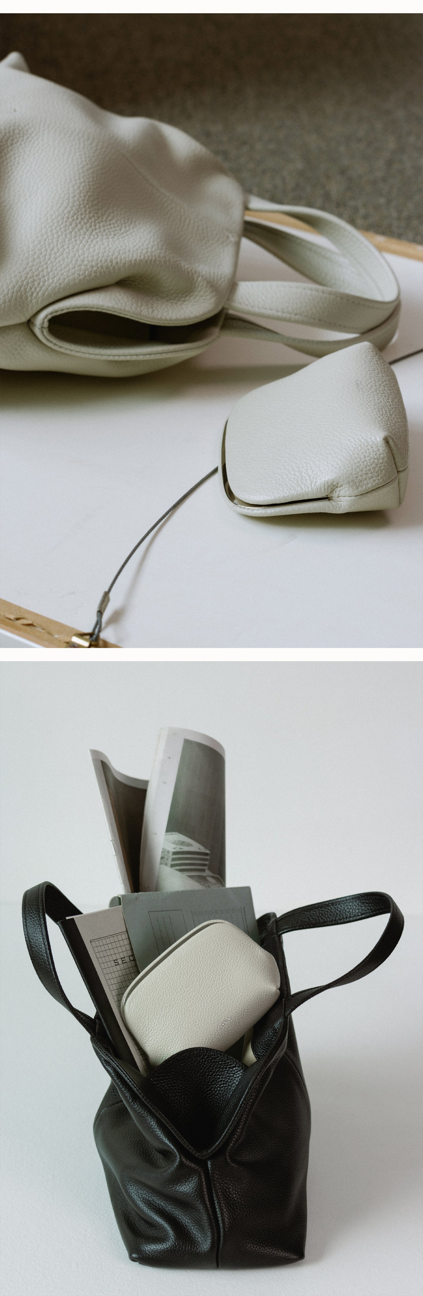 PAVE FRAME POUCH misty white