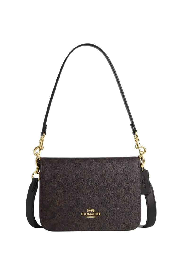 Quinn Bag In Signature Canvas Gold Walnut Black