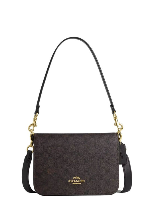 Quinn Bag In Signature Canvas Gold Walnut Black