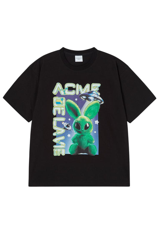 Real Alien Fuzzy Rabbit Short Sleeve T-Shirt Black