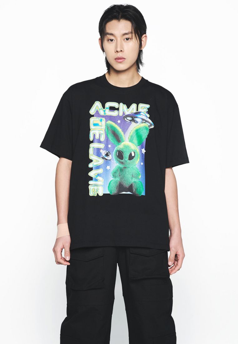 Real Alien Fuzzy Rabbit Short Sleeve T-Shirt Black