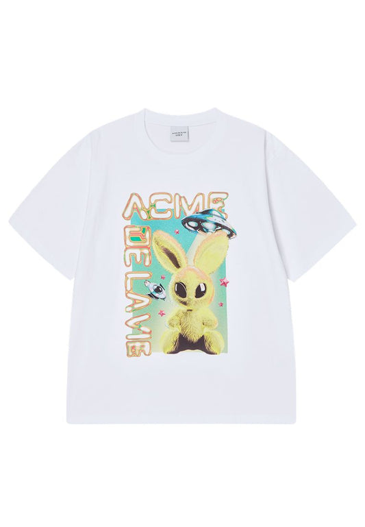 Real Alien Fuzzy Rabbit Short Sleeve T-Shirt White