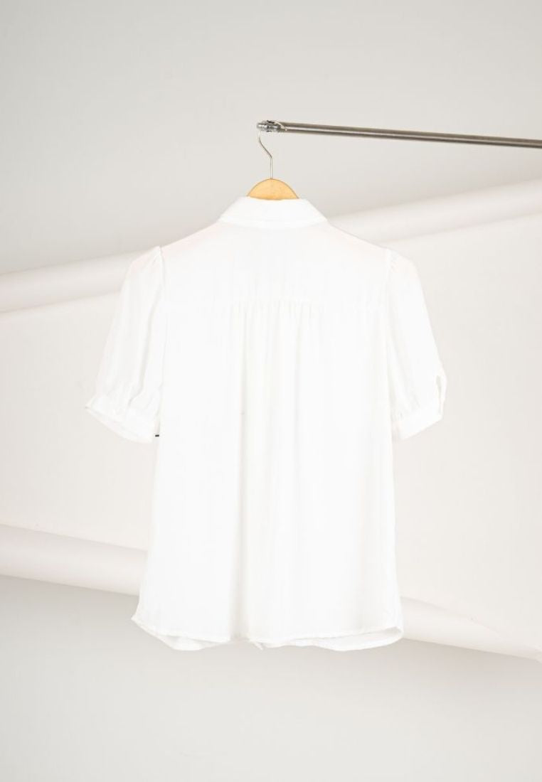 Ribbon Tie White Blouse By G&B