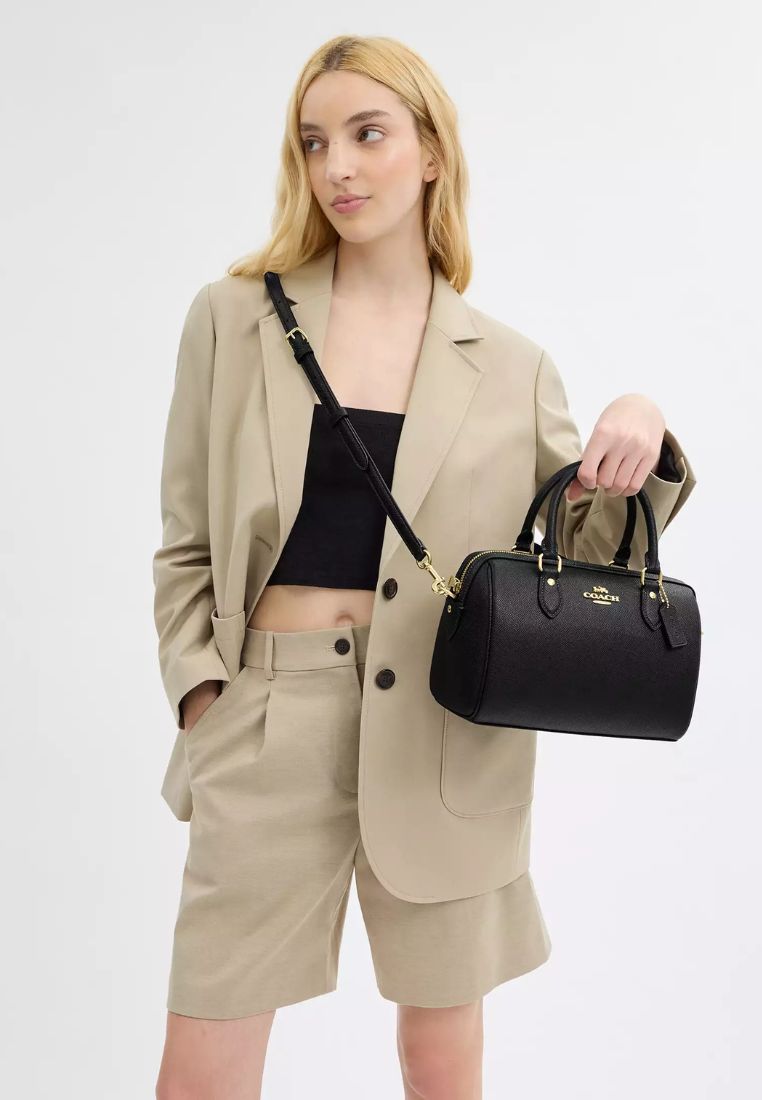 Rowan Satchel Bag Crossgrain Gold Black