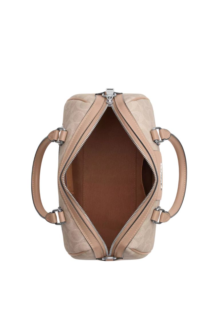 Rowan Satchel Bag In Signature Canvas Silver Sand Taupe