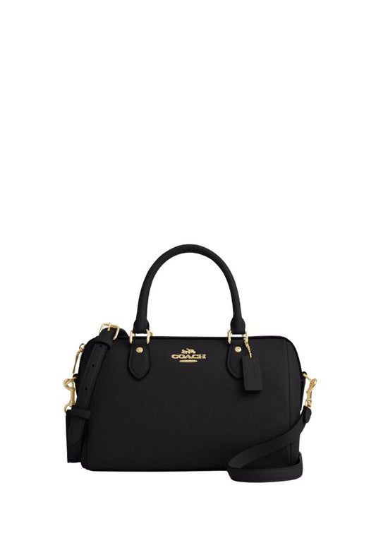 Rowan Satchel Bag Pebbled Leather Gold Black