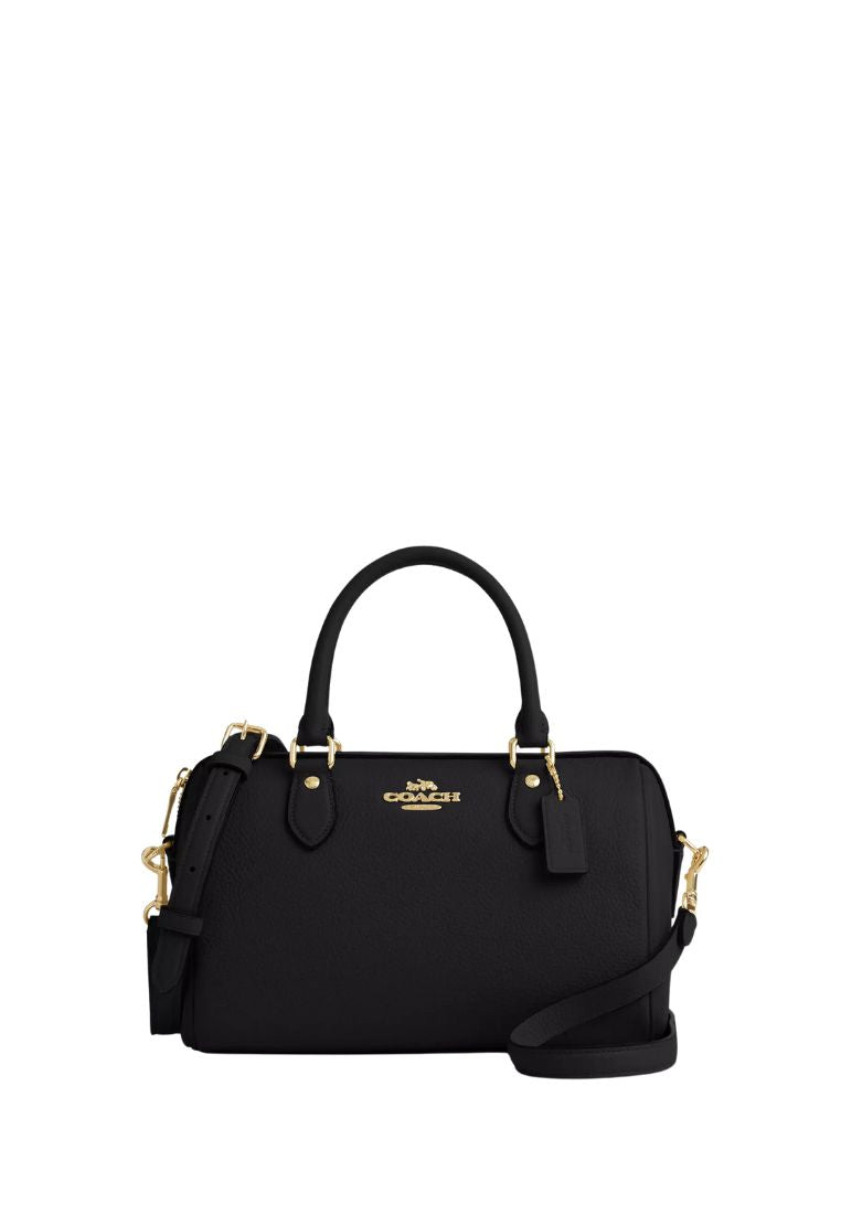 Rowan Satchel Bag Pebbled Leather Gold Black