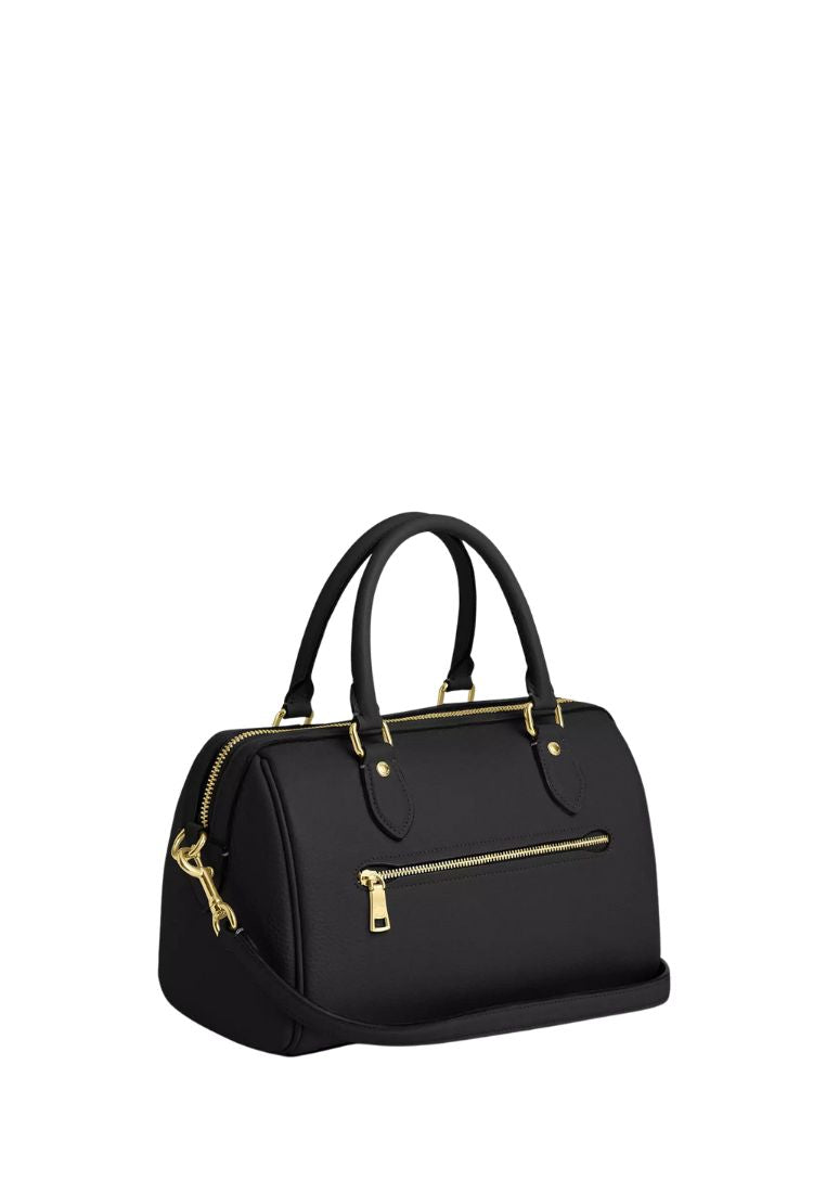 Rowan Satchel Bag Pebbled Leather Gold Black