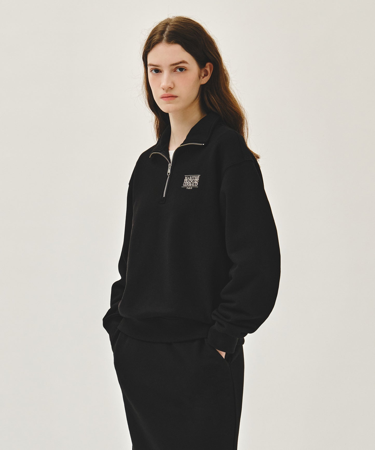 SMALL CLASSIC LOGO HALF ZIPUP SWEATSHIRT black
