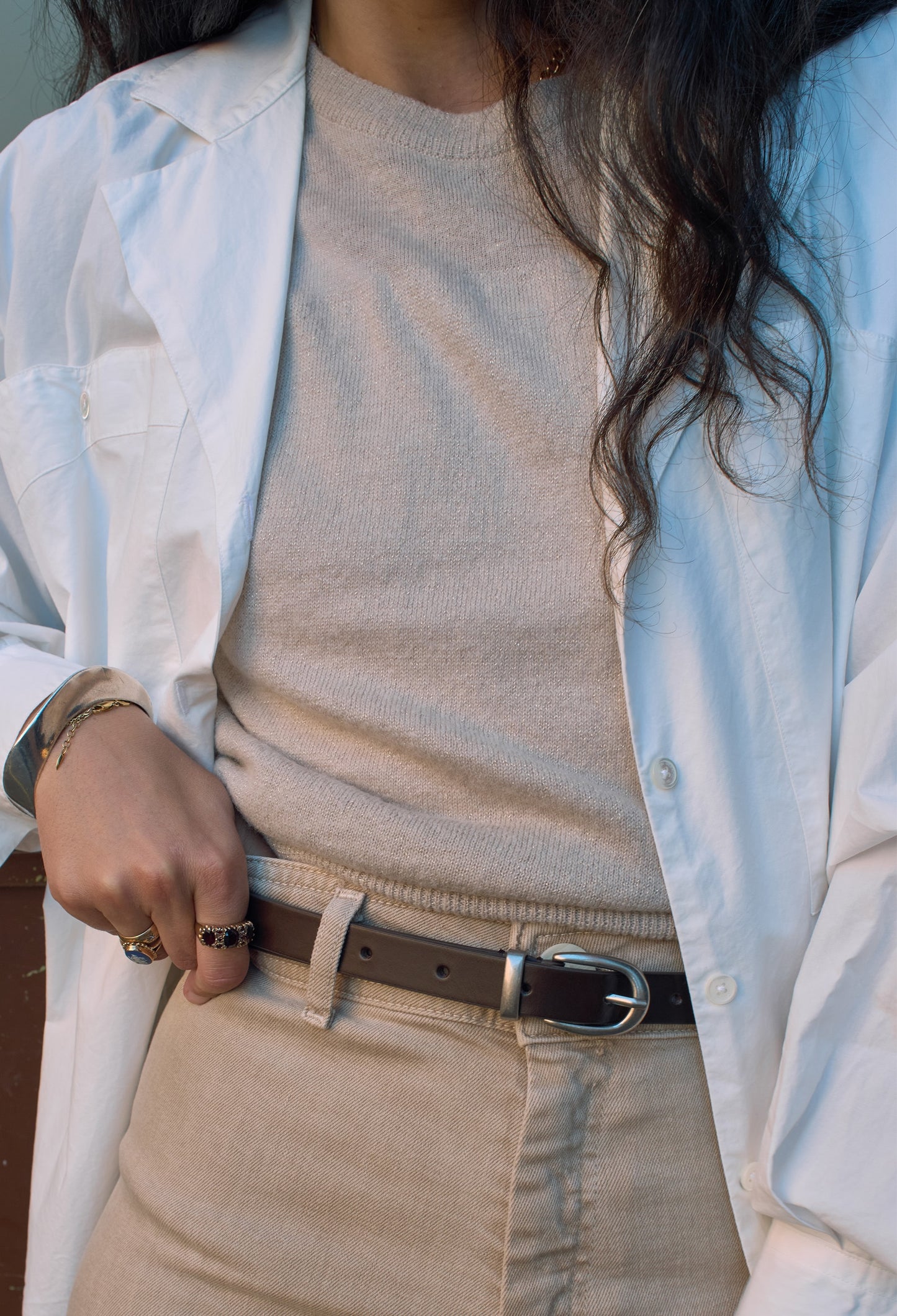 SOBRE AMPLE LEATHER BELT organ brown