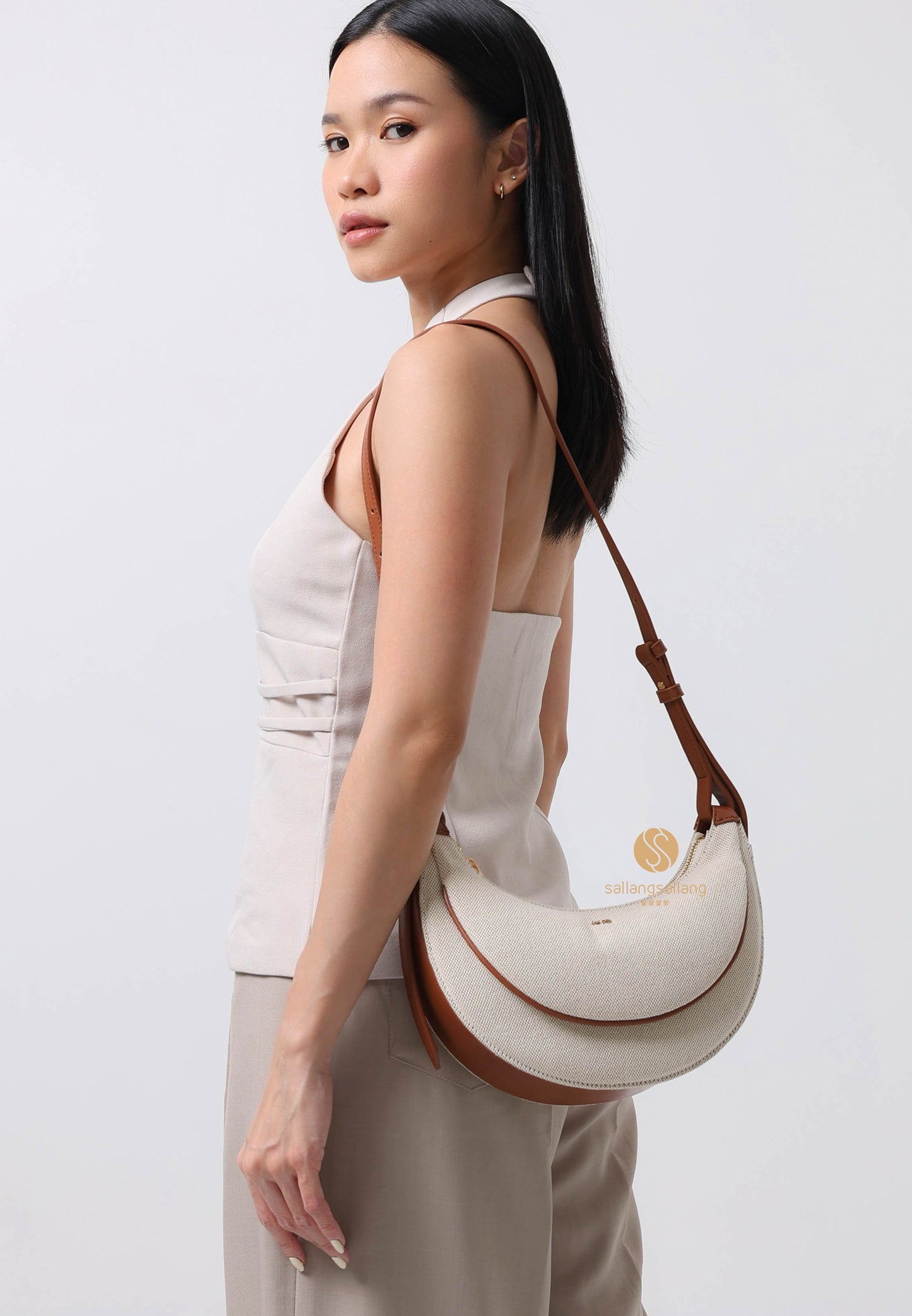 Sharon Crossbody Bag - Brown Canvas
