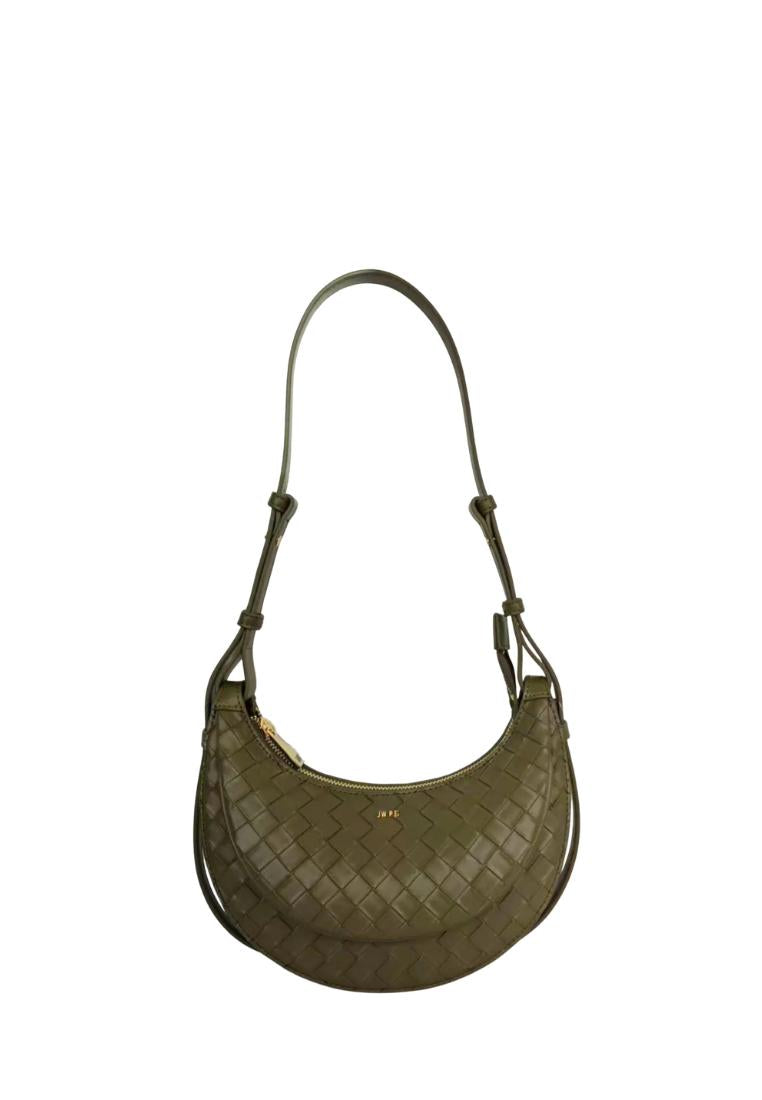 Sharon Woven Texture Crossbody Bag - Olive Green