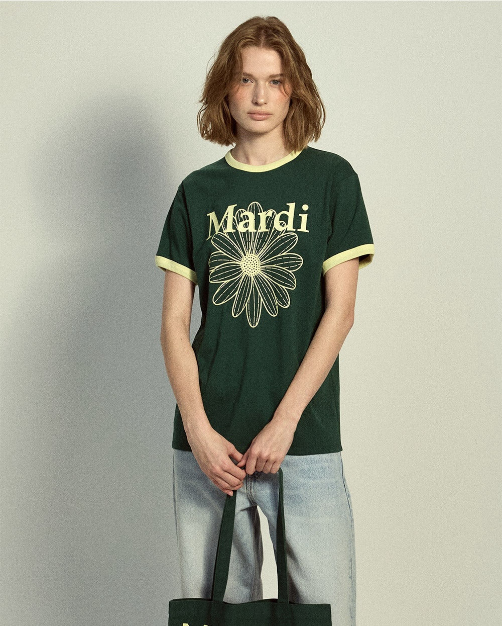 Slim Ringer Tshirt FLOWERMARDI Green Lemon