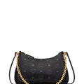 Small Aren Duo Recycled Nylon and Visetos Monogram Hobo Bag Black