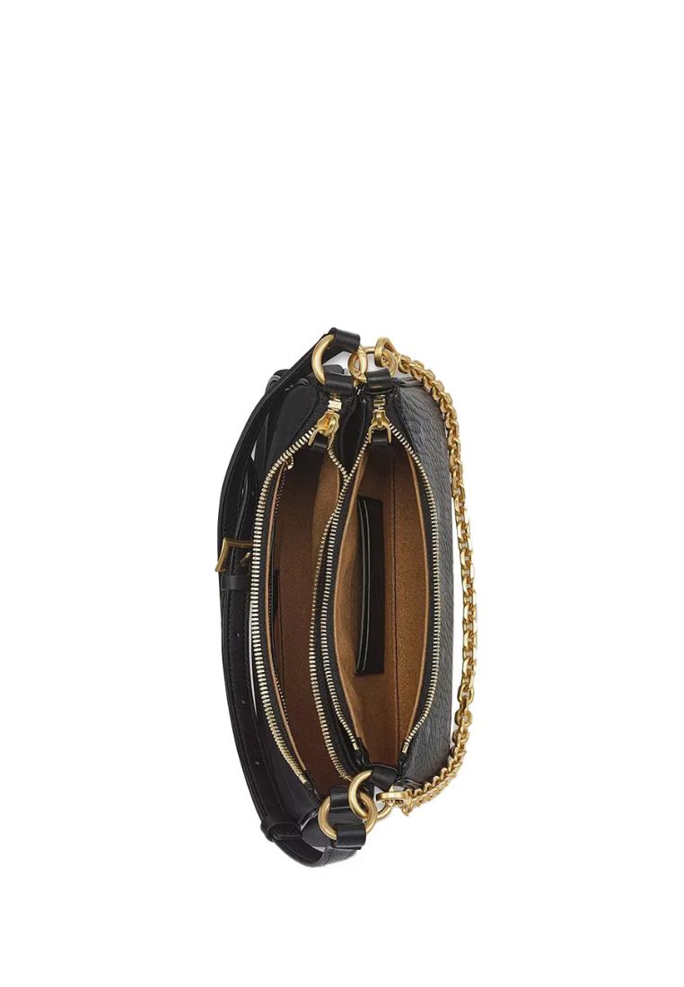 Small Aren Duo Recycled Nylon and Visetos Monogram Hobo Bag Black