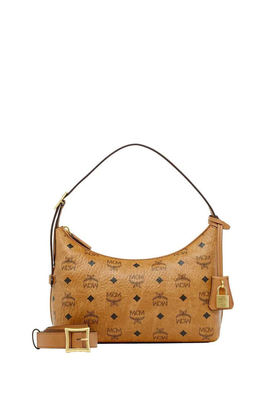 Small Aren Visetos Hobo Bag Cognac