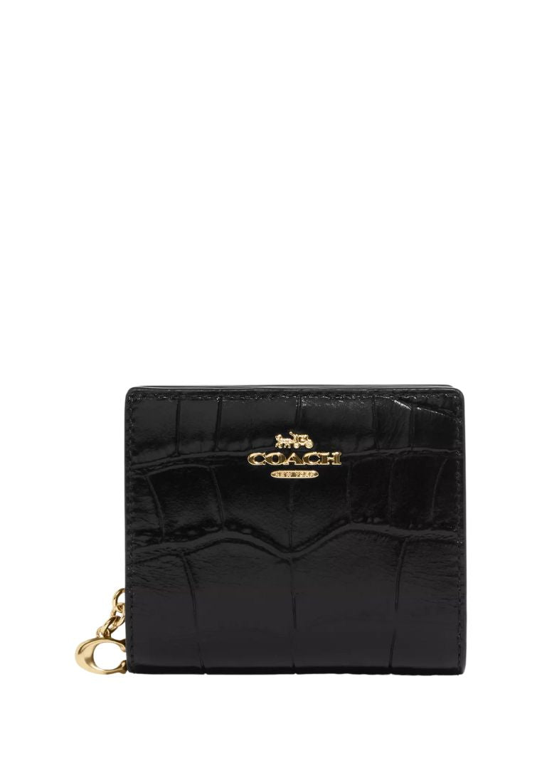 Snap Wallet Embossed Crocodile Gold Black