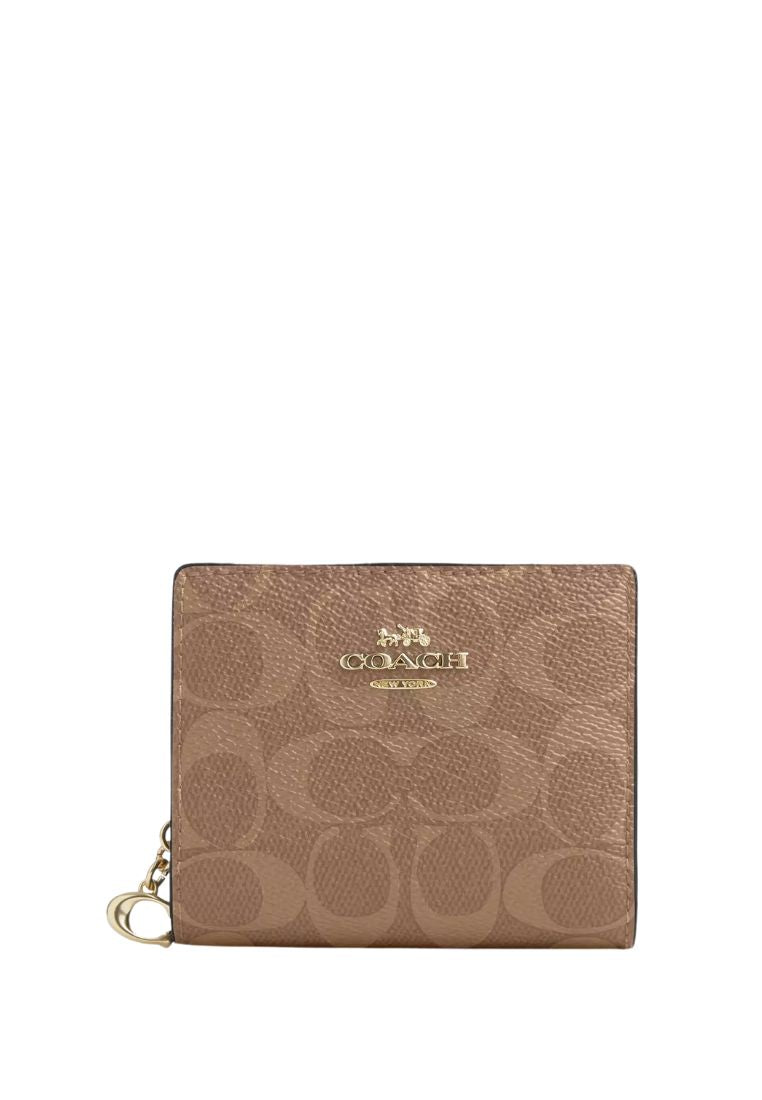 Snap Wallet In Signature Canvas Gold Tan Brown