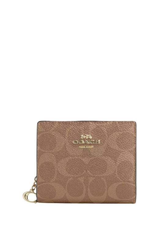 Snap Wallet In Signature Canvas Gold Tan Brown