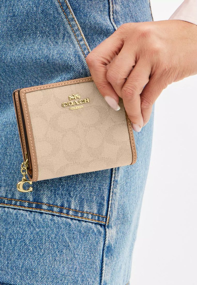 Snap Wallet With Signature Canvas Dark Natural Multi