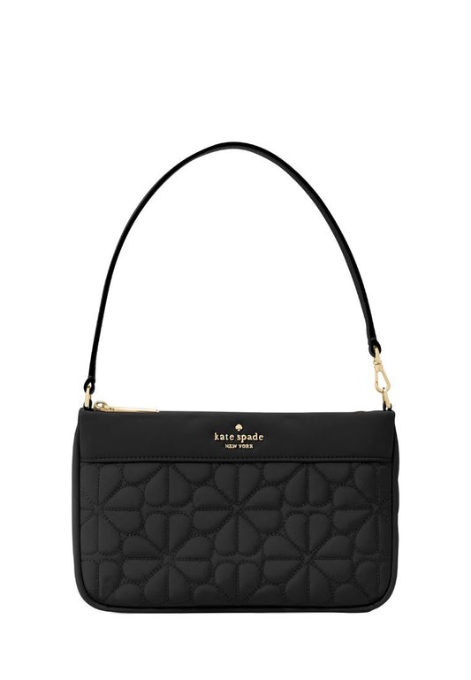 Spade Flower Quilted Fabric Convertible Wristlet Black