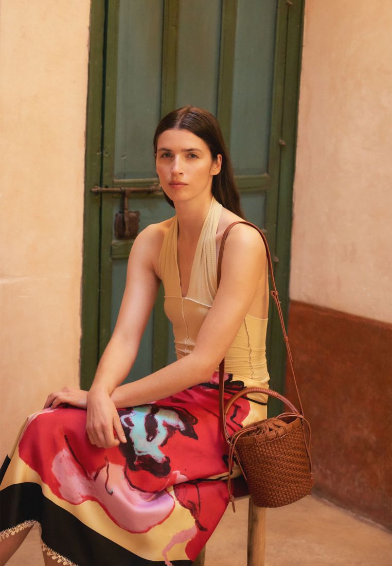 TWIG BASKET TOTE BAG dried tan