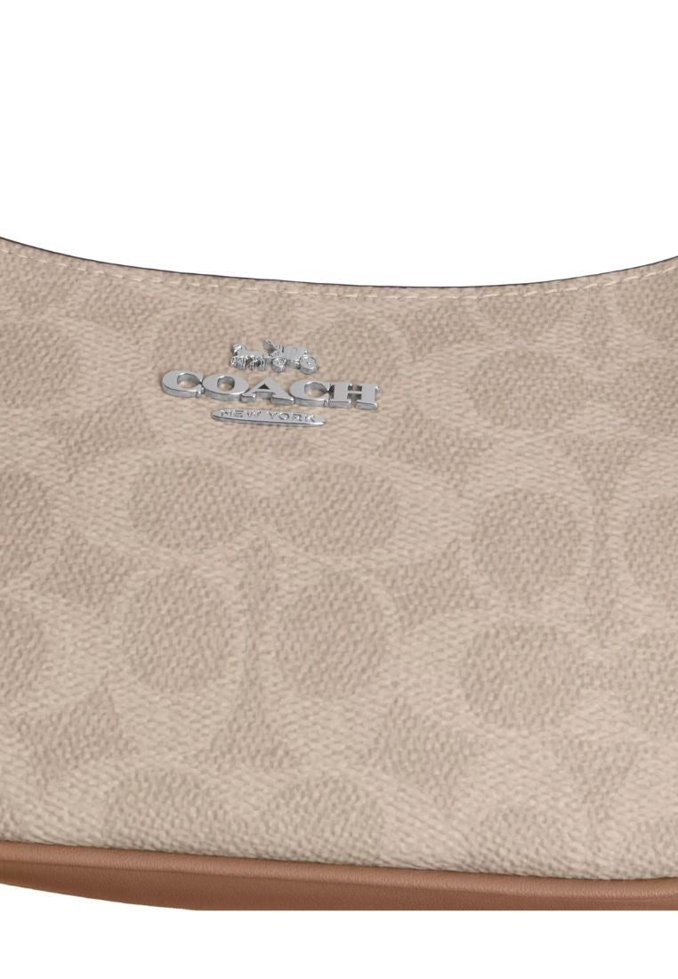 Teri Mini Crossbody Bag In Signature Canvas Silver Sand Taupe