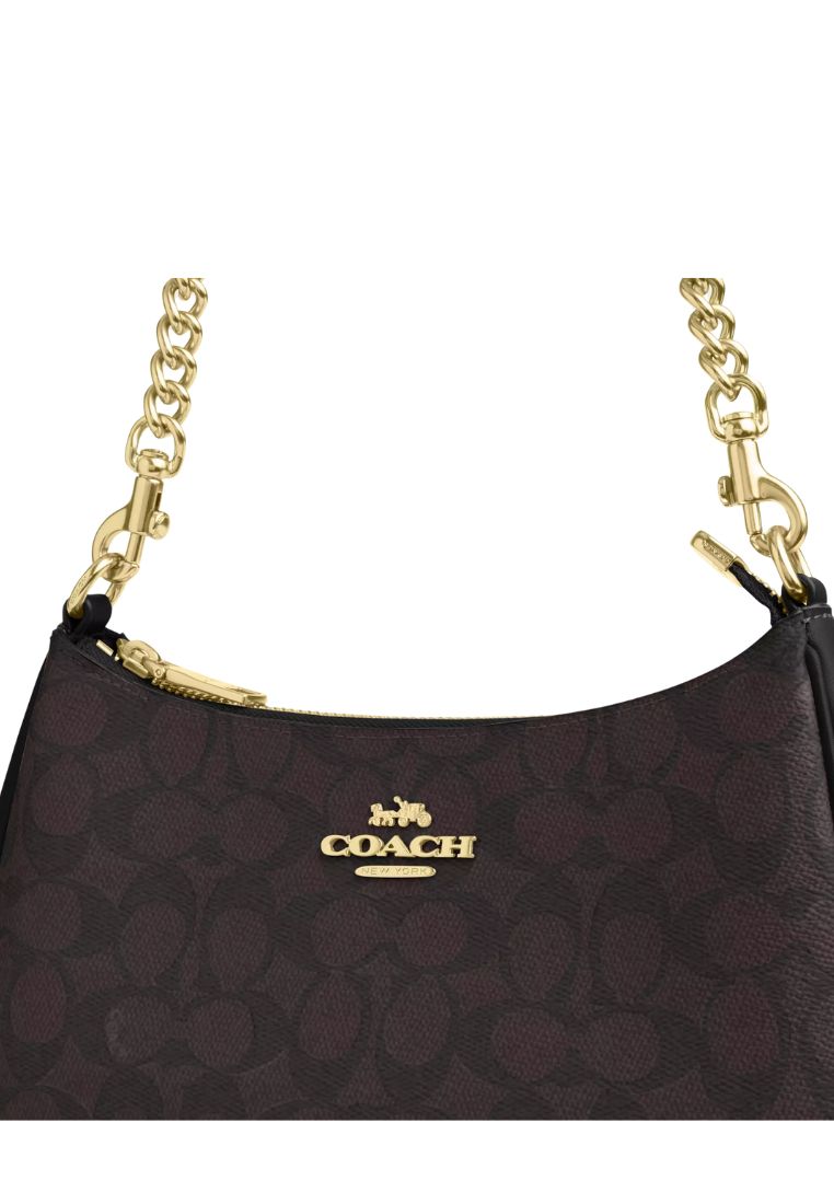 Teri Shoulder Bag In Signature Canvas Gold Walnut Black