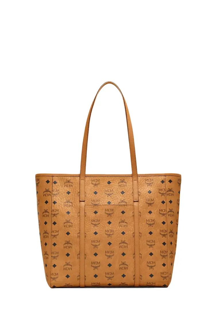 Toni Top-Zip Visetos Medium Shopper Bag Cognac